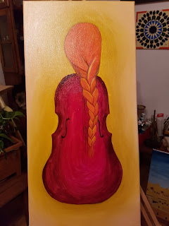 Peinture sur toile Masha La femme violoncelle Etape 2