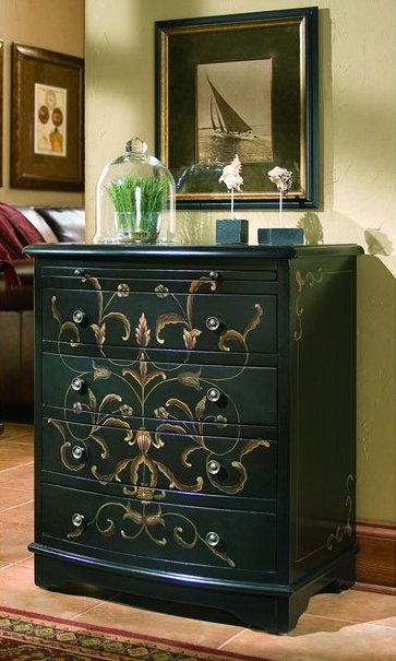 black dresser and chest of drawers