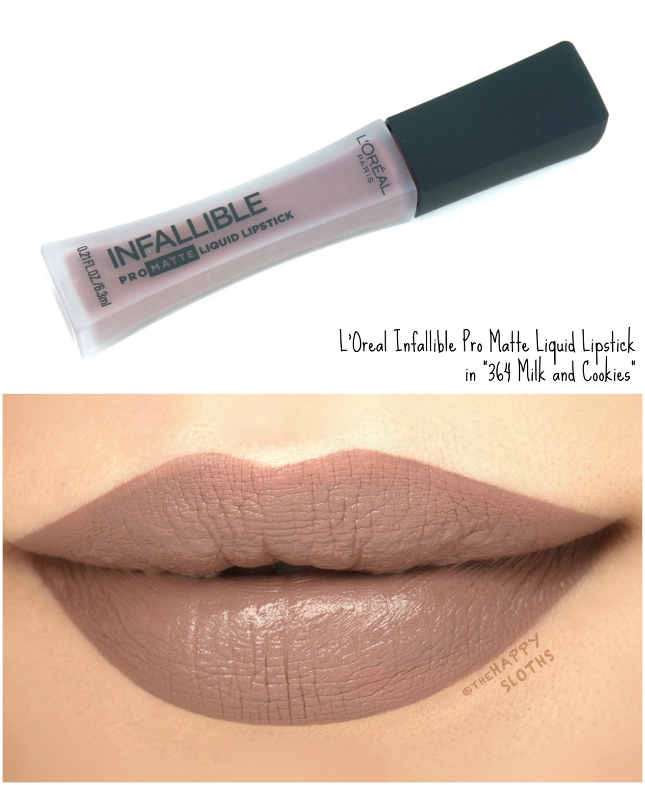 L'Oreal Infallible Pro Matte Liquid Lipsticks in "364 Milk and Cookies": Review and Swatches