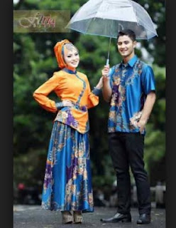 Model Baju Muslim Kombinasi Batik Dengan Kain Polos 