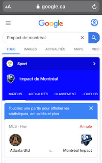 Requete Raccourci Equipe sur Google Sports