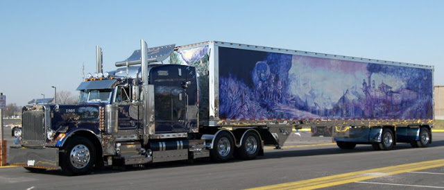 gambar truk PETERBILT blue silver
