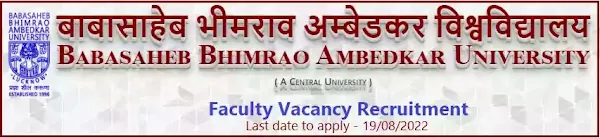 Faculty Vacancy Recruitment in BBAU Lucknow 2022