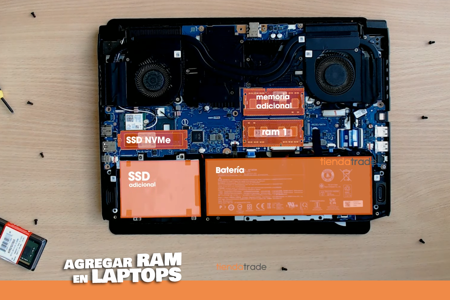 componentes internos de una laptop gamer
