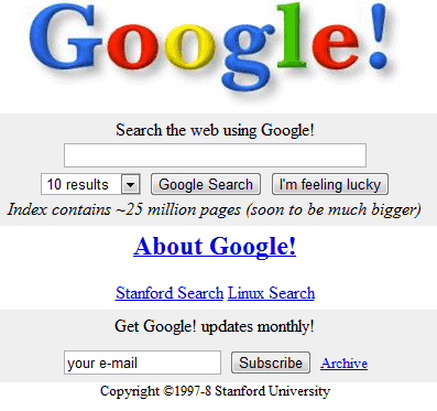 google 1998. 2011 Ken Solomon, Google Portrait google 1998. Back in 1998, Google#39;s