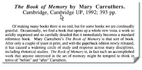 Review paragraph of Carruthers The Book of Memory