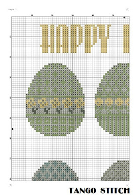 Easter eggs ornament cross stitch pattern, Tango Stitch