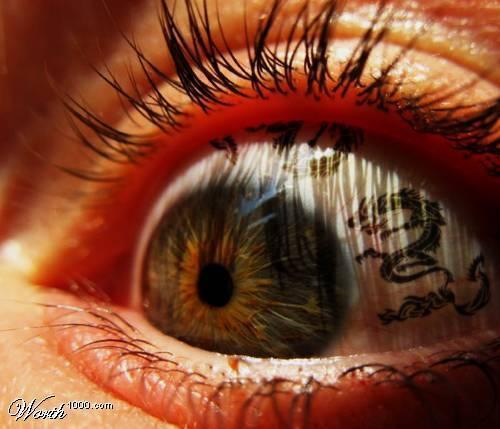 Labels dragon eye tattoo design