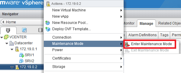 VMWare: ESXi modo mantenimiento