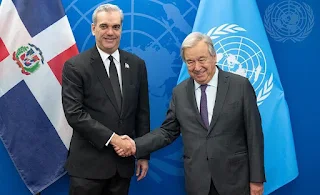 Presidente Luis Abinader se reúne con Secretario General de la ONU, Antonio Guterres, para discutir la seguridad en Haití.