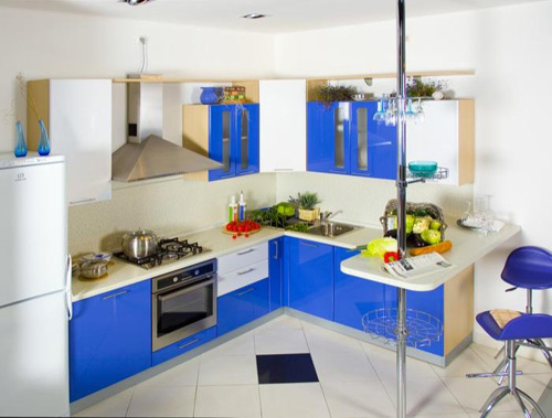 Dapur minimalis warna biru