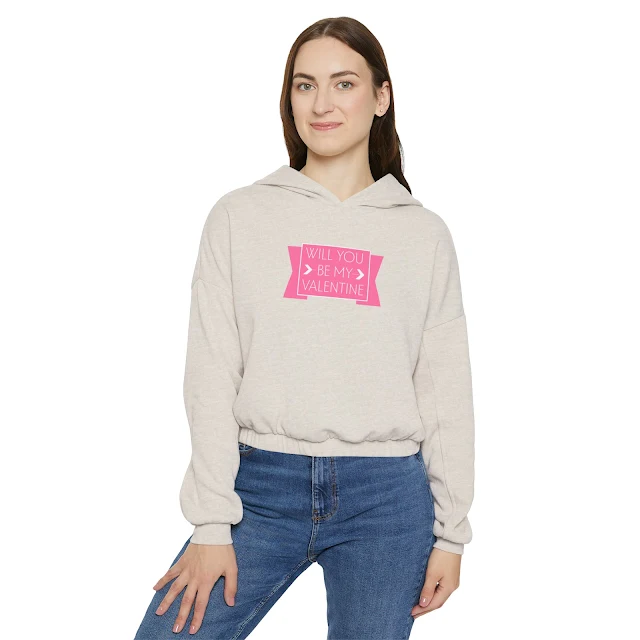 Hoodie With Pink Minimalist Valentine's Day and Text Will You Be My Valentine
