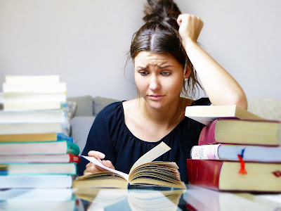 a woman with books