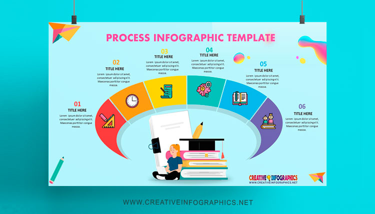 6 colorful steps process infographic template