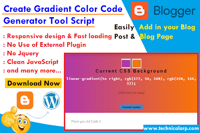 Create Gradient Color Code Generator Tool blogger script