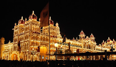 Mysore Palace illuminated Mysore Dasara Festival