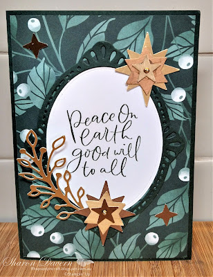#rhapsodyincraft,#heartofchristmas,#heartofchristmas2022, Rhapsody in craft, Christmas Card,, Fitting Florets DSP, Fitting Florets Dies, Hope & Peace, Starlit Punch, Festive Pearls, Brushed Metallic Card, Art With Heart, #loveitchopit, Stampin' Up!