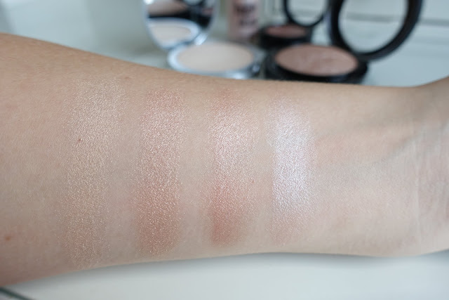 Highlighter Favoriten: The Balm Mary-Lou Manizer, Benefit High Beam, Mac Shell, Mac Soft and Gentle