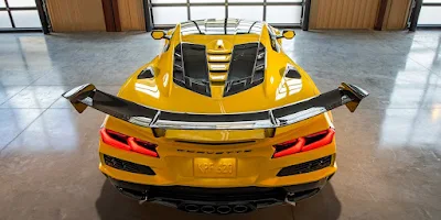 The 2025 new Chevvy Corvette ZR1's rear profile