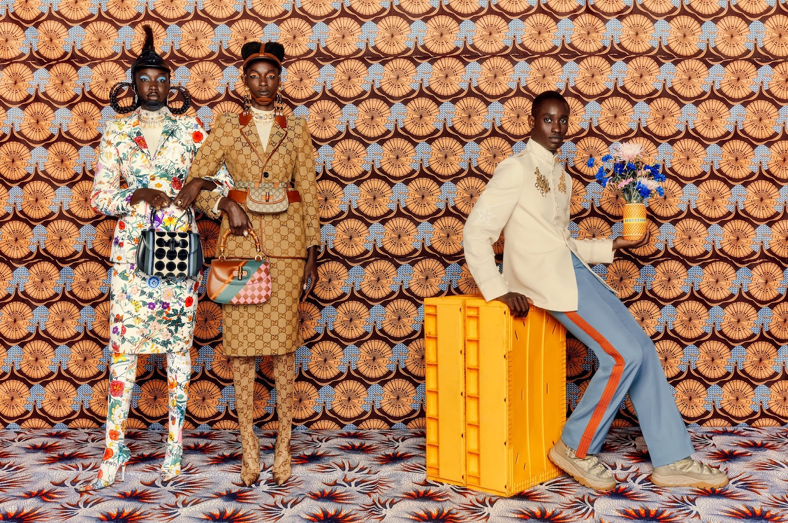 SMILE: Adhel Bol, Shade Akinbobola, & Charles Oduro in Elle UK October 2021 by Leonce Raphael Agbodjelou