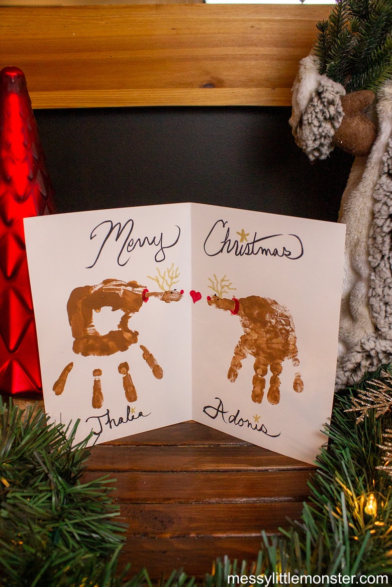 Christmas card with handprints