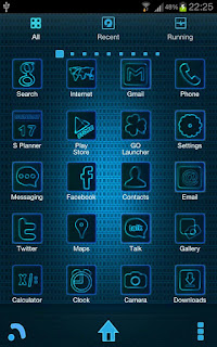 Glowing Blue Theme Android Indonesia untuk GoLauncher 