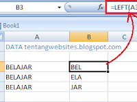 Contoh penggunaan fungsi left, mid, right pada excel