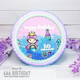 Sunny Studio Stamps: Magical Mermaids Fancy Frames Circle Dies Customer Birthday Card by Ana Anderson