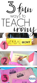 Understanding irony is essential when studying literature...that's why lessons about irony are so important.  Here are 3 really simple and super fun ways to study irony.  Help students master situational, dramatic, and verbal irony with these fun irony lessons!