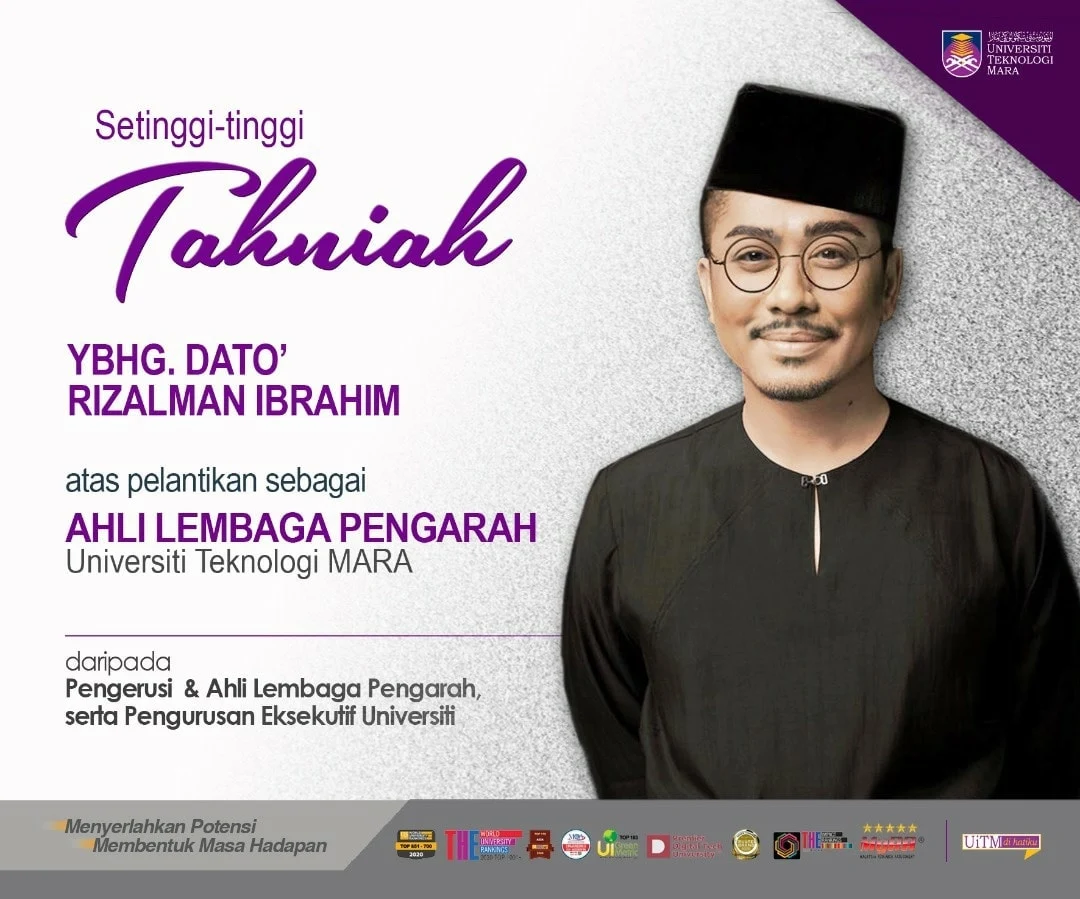 Tahniah Dato' Rizalman Ibrahim Dilantik Sebagai Ahli Lembaga Pengarah UiTM