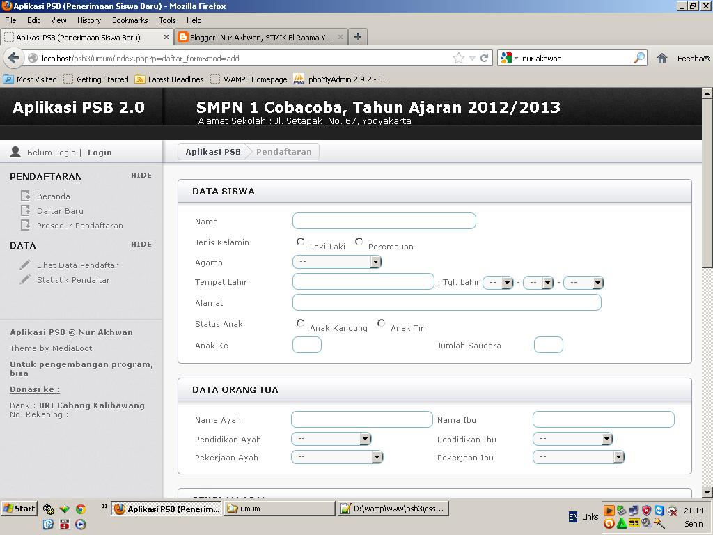 Aplikasi Penerimaan Siswa Baru Berbasis Web (PSB) Untuk 