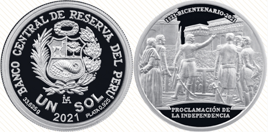 Peru 1 sol 2021 - Bicentenary of the Declaration of Independence