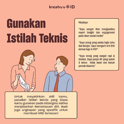 tips melamar pekerjaan Gunakan Istilah Teknis