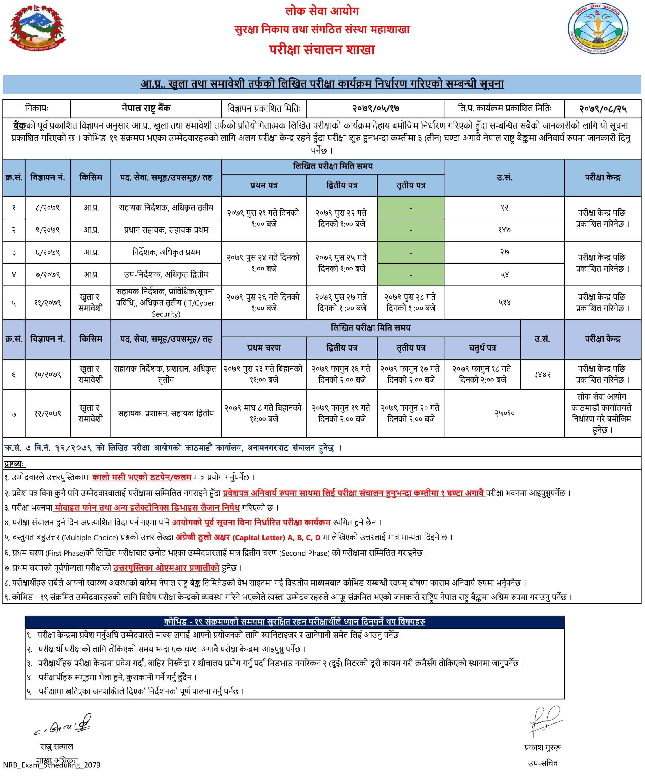 NRB Exam Routine 2079. Nepal Rastra Bank Exam Schedule 2079. Nepal Rastra Bank (NRB) Exam Routine 2079