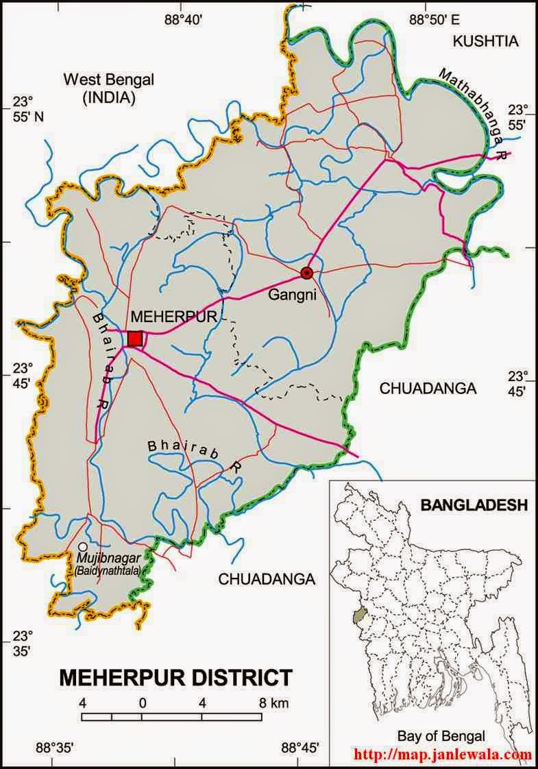 meherpur zila map of bangladesh