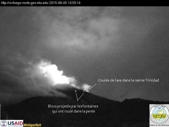 Coulée de lave sur le volcan Fuego, 05 juin 2015