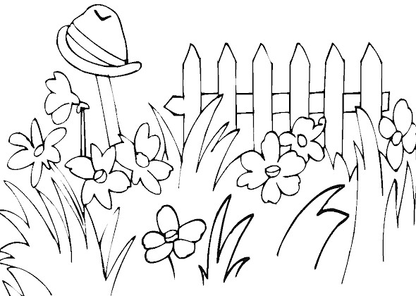 Flower Garden Coloring Pages for Kids title=