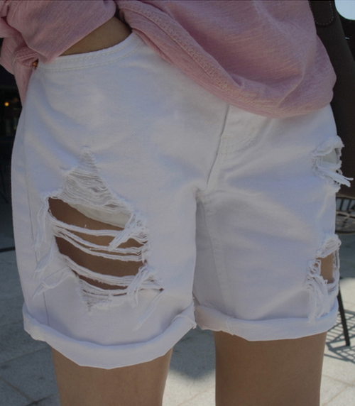 Destroyed Roll-Up Shorts