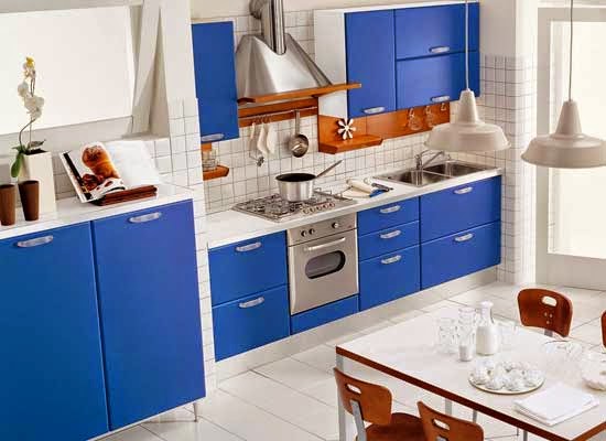 Dapur minimalis warna biru