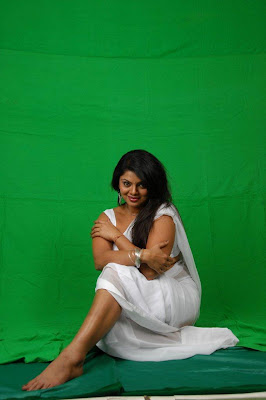 Hot And Spicy Tamil Actress Swathi Verma in  White Sleeveless Blouse Saree Photos