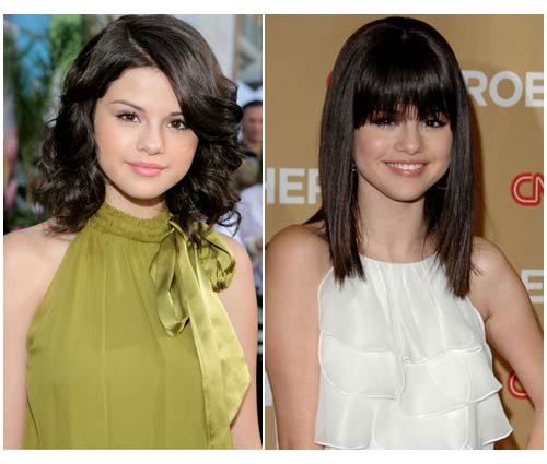selena gomez hairstyles with bangs. selena gomez haircut pictures.