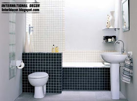 black and white tiles for bathroom, black tiles wall and floor