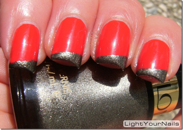 Royal Beauty Geranio + Revlon Carbonite french diagonal tips