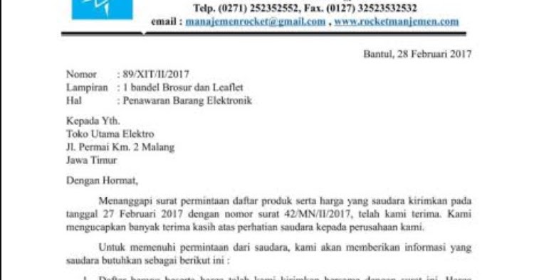 Contoh Surat Penawaran Negoisasi Harga Barang Dan Balasannya Contoh Surat