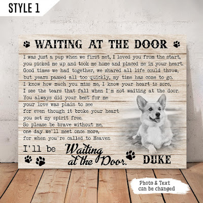 Waiting At The Door Dog Canvas Poster Framed Print