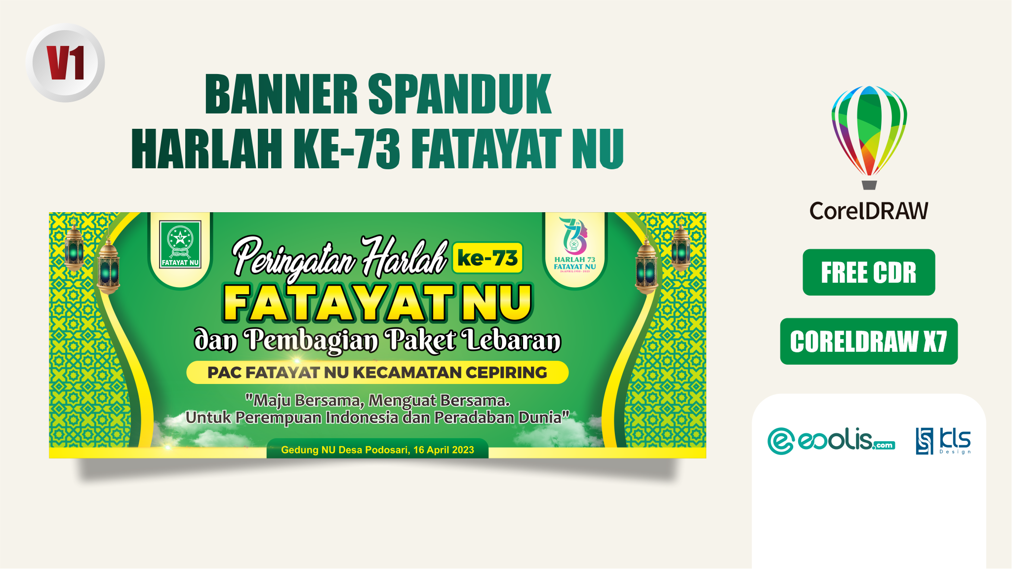 Desain Banner Harlah Ke-73 Fatayat NU - eoolis.com