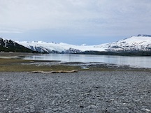 view of water and Beloit and Blackstone Glaciers