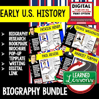 US History Activities,  Timelines, American History Word Walls, American History Test Prep, American History Outline Notes, American History by President Research, American History Mapping Activities, American History Biography Profiles, American History Interactive Notebooks