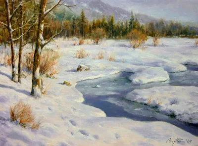 Dazzling winter painting Peter Bojthe