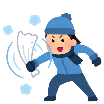 冬にタオルを回す人のイラスト